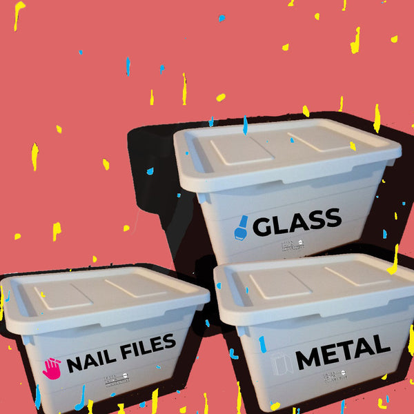 Nail Salon Kit (glass, nail files & foil), paper and plastic recycling & Returns Box